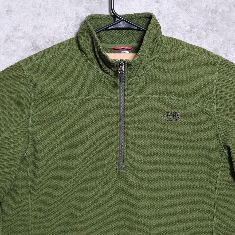 The North Face Sweater Mens Large‎ Green 1/4 Zip Pullover Mock Neck Fleece